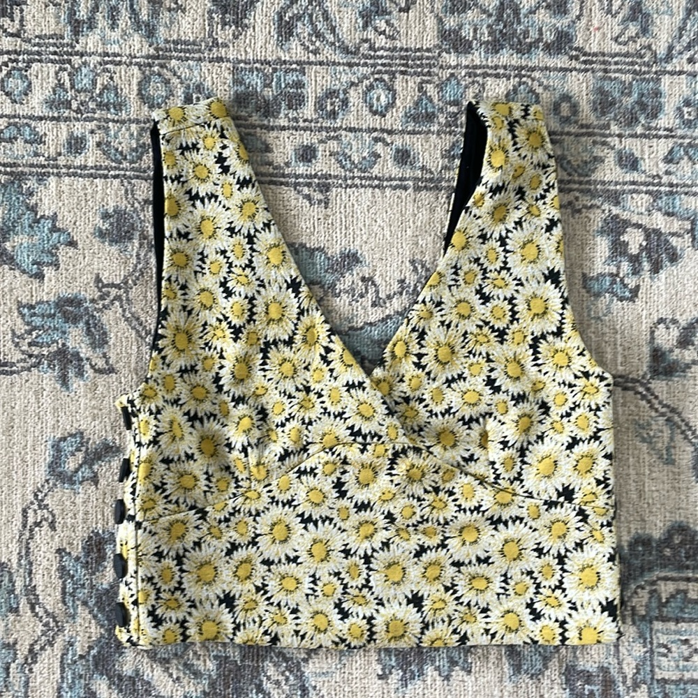 Anthropologie Maeve Sunflower Crop Tank